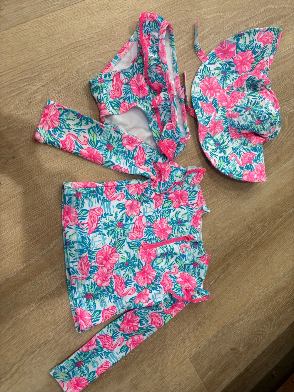 Tommy Bahama Girls Floral Pink Blue Green Swim Top